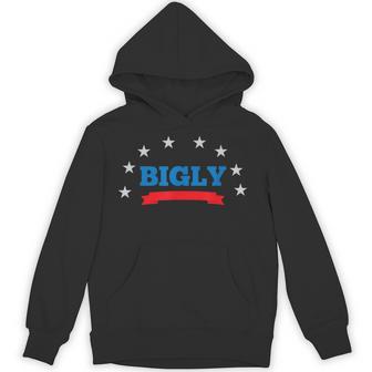 BIGLY Bg Red Letters Shadow Dark HeatherBl Unisex Hoodie - Monsterry