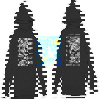 Black Cat On A Starry Night – Cat Lover Van Gogh Hoodie - Seseable