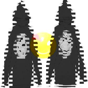 Bloody Smiling Face I Vintage Smile Emojicon Hoodie - Thegiftio UK
