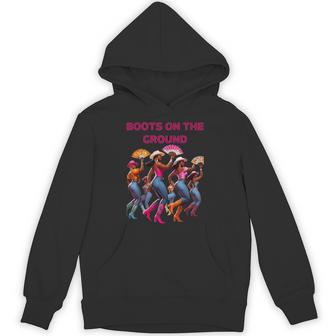 Boots On The Ground Line Dancing Queens Black Group Dance Hoodie - Thegiftio UK