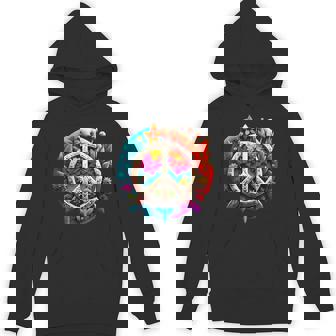 Brightly Coloured Flower And Leaf Peace Sign Unisex Hoodie - Monsterry