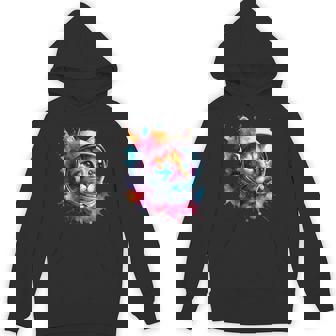 Cat Astronaut Outer Space Watercolor Splash Cat Lover Unisex Hoodie - Monsterry