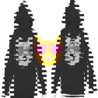 Cat Heart Eyes Emoticon Unisex Hoodie - Monsterry