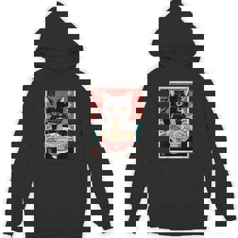 Cat Ramen Japanese Kawaii Cat Graphic Anime Hoodie - Seseable