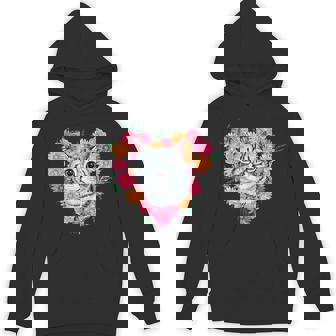 Cats 365 Heart Pink Flower Cute Cat Unisex Hoodie - Monsterry