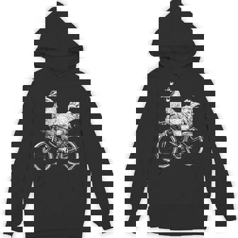 Chicken Riding Bike Cyclist Cute Animal Lover Farm Unisex Hoodie - Monsterry