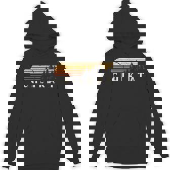 Chilkat AK Vintage Evergreen Sunset Eighties Retro Unisex Hoodie - Monsterry