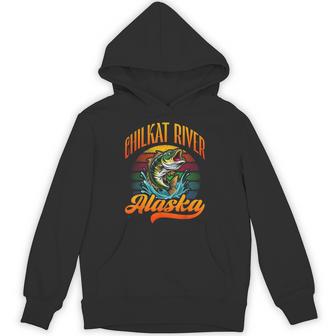 CHILKAT RIVER ALASKA a Fishing Retro Sunset Unisex Hoodie - Monsterry