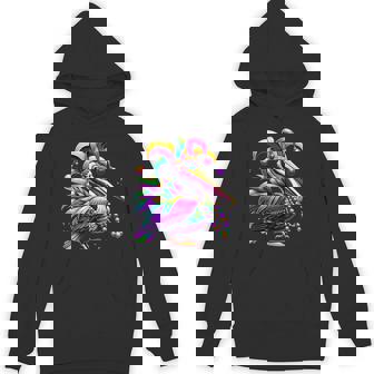 Colorful Mardi Gras Pelican Louisiana Jester Hat Beads Unisex Hoodie - Monsterry