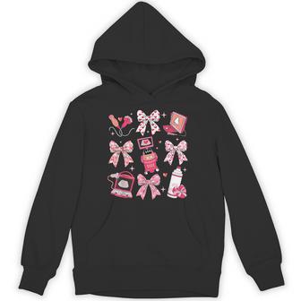 Coquette Bow Sonographer Valentine Ultrasound Tech Ob Tech Hoodie - Monsterry