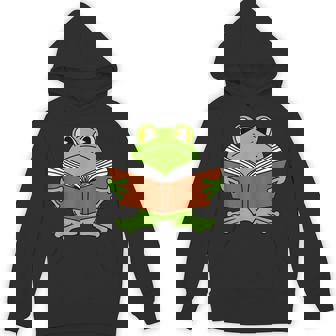 Cottagecore Frog Reading Book Aesthetic Farmcore Unisex Hoodie - Monsterry