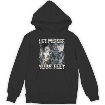 Cringe Alpha Wolf Show Me Your Feet -Adults Black Small Hoodie - Thegiftio UK