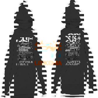 Crush Leukemia Cancer Awareness Monster Truck Orange Ribbon Unisex Hoodie - Monsterry