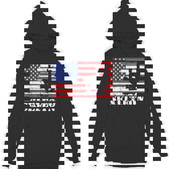 Distressed Skeleton Racing USA American Flag Vintage Rider Unisex Hoodie - Monsterry