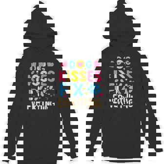 Dog Kisses Fix Everything Healing Hounds Cute Puppy Wellness Unisex Hoodie - Monsterry