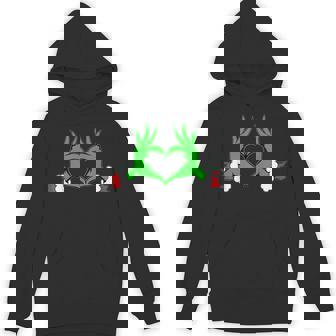 Elf Cute Heart Hands Style Family Christmas Pajamas Unisex Hoodie - Monsterry