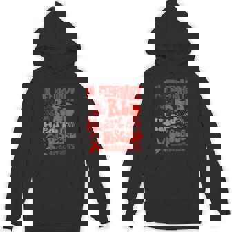 In February We Wear Red Heart Disease Awareness Red Ribbon Unisex Hoodie - Monsterry