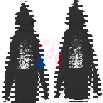 Fireworks American Flag Pig Patriotic Farmer 4th July Unisex Hoodie - Monsterry
