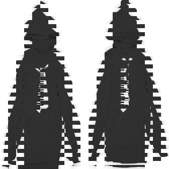 Piano Neck Tie Humorous Keyboard Music Player Hoodie - Seseable
