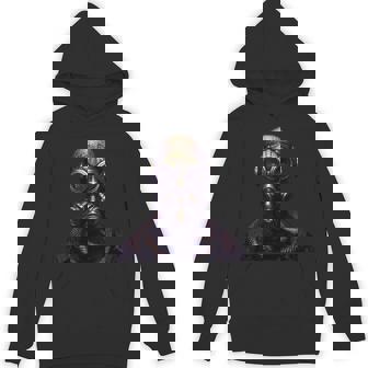 Gasmask Skeleton Portrait Snake Scales-Metallic Steampunk Unisex Hoodie - Monsterry