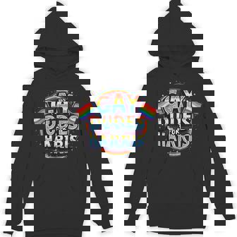Gay Dudes For Harris Walz 2024 Rainbow Flag Pride Ally LGBT Unisex Hoodie - Monsterry