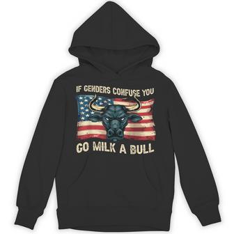 If Genders Confuse You Go Milk A Bull Vintage Hoodie - Thegiftio UK