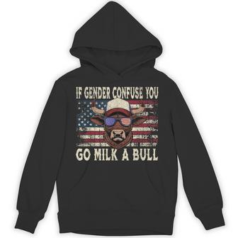 If Genders Confuse YouGo Milk A Bull Usa Flag Hoodie - Thegiftio UK