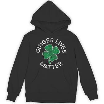 Ginger Lives Matter Lucky Clover St Patrick's Day Distress Unisex Hoodie - Monsterry