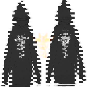 Giraffe With Glasses Graphic For Zoo Animal Lovers Apparel Unisex Hoodie - Monsterry