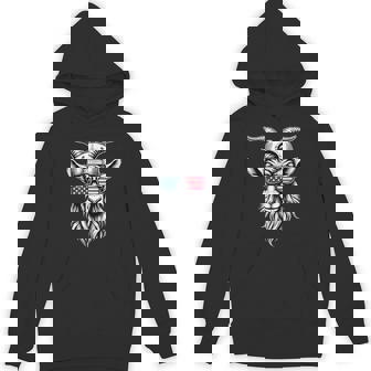 Goat Farm Patriotic Farmer 4th Of July USA American Flag Unisex Hoodie - Monsterry