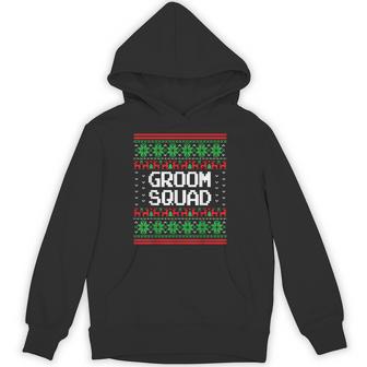 Groom Squad Xmas Bachelor Party Ugly Christmas Sweater Unisex Hoodie - Monsterry
