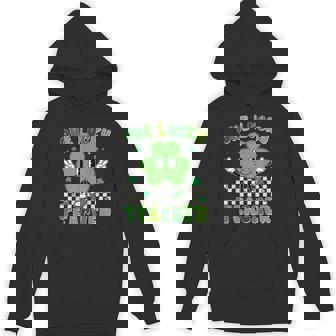 Groovy One Lucky Teacher Shamrock Face St Patrick's Day Unisex Hoodie - Monsterry