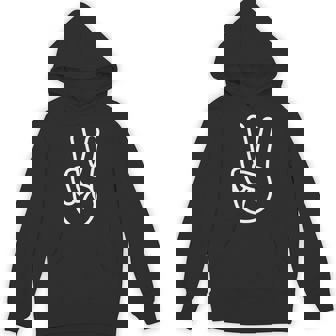 Hand Peace Sign World Peace V Sign Gesture Shirt Unisex Hoodie - Monsterry