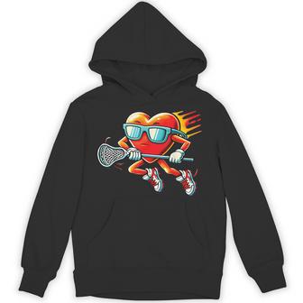 Heart Playing Lacrosse Lacrosse Player Valentine's Day Hoodie - Thegiftio UK