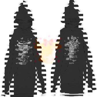 Highland Cow Valentine's Day Coquette Valentine's Cow Girly Hoodie - Thegiftio