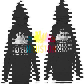 Houston Texas Watercolor Skyline Home State Souvenir Unisex Hoodie - Monsterry