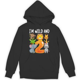 I'm Wild And 2 Two Zoo 2nd Birthday Safari Jungle Animals Unisex Hoodie - Monsterry