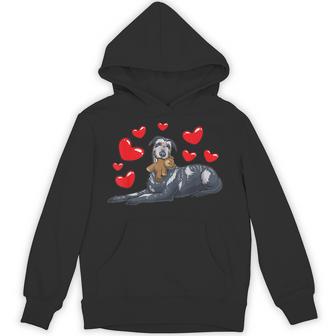 Irish Wolfhound Dog With Stuffed Animal And Many Hearts Unisex Hoodie - Monsterry