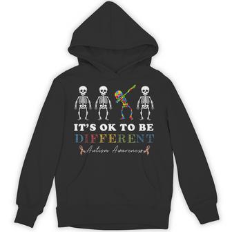 It's Ok To Be Different Autism Awareness Dabbing Skeleton Hoodie - Thegiftio UK