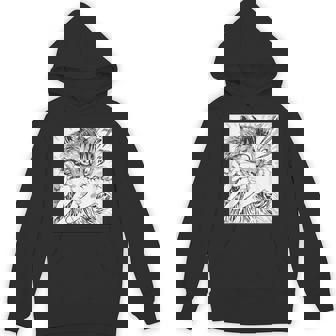 Japanese Horror Anime Cat Bite Crazy Cool Graphic Hoodie - Seseable