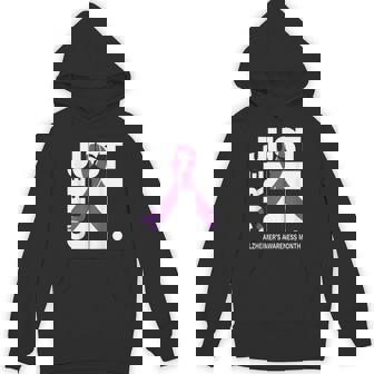 Just Cure Alzheimers Awareness Shirts Ribbon Shirt Unisex Hoodie - Monsterry