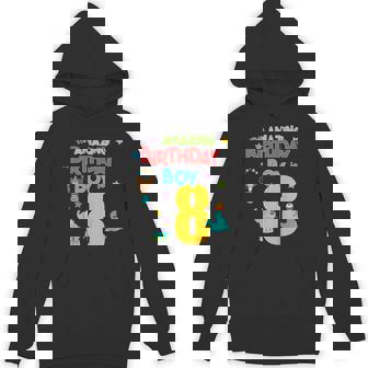 Kids 8 Year Old Circus Birthday Party Amazing Birthday Boy Eight Unisex Hoodie - Monsterry