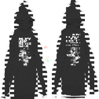Kids Happy New Year T Rex Dino Dinosaur Christmas Pajamas Unisex Hoodie - Monsterry