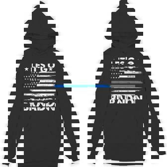 Let's Go Brandon US Flag Thin Blue Line Lets Go Brandon Unisex Hoodie - Monsterry