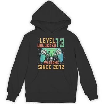 Level 13 Unlocked 13Th Birthday 13 Year Old Boy Gaming Hoodie - Thegiftio UK