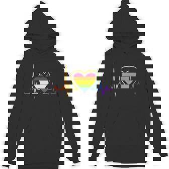 LGBT Heartbeat Pride EKG Rainbow Flag Heart Gay Lesbian Love Unisex Hoodie - Monsterry