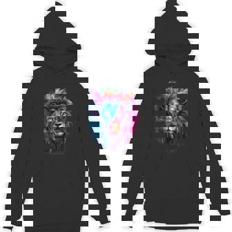 Lion Colorful Portrait Wildlife Artwork Animal Art Splash Unisex Hoodie - Monsterry