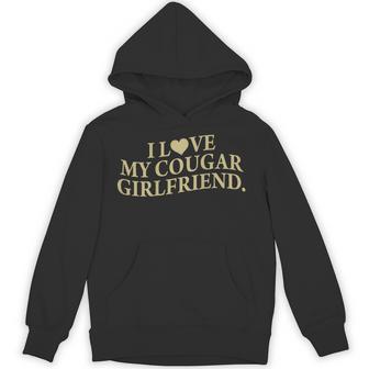 I Love My Cougar Gf Back Print I Heart My Cougar Gf Saying Hoodie - Thegiftio UK