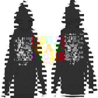 i Love My Gay Cousin Pride Flag Hearts Love Lgbt Lesbian Bi Unisex Hoodie - Monsterry