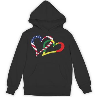Love Heart Senegal African USA Americans Flag Colors Unisex Hoodie - Monsterry